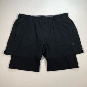 Mack Weldon Stratus Shorts Men's XXL Black Compression Lined Drawstring Gym
